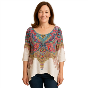 Take Two Women's Sequin Multicolor Geometric Top Medium